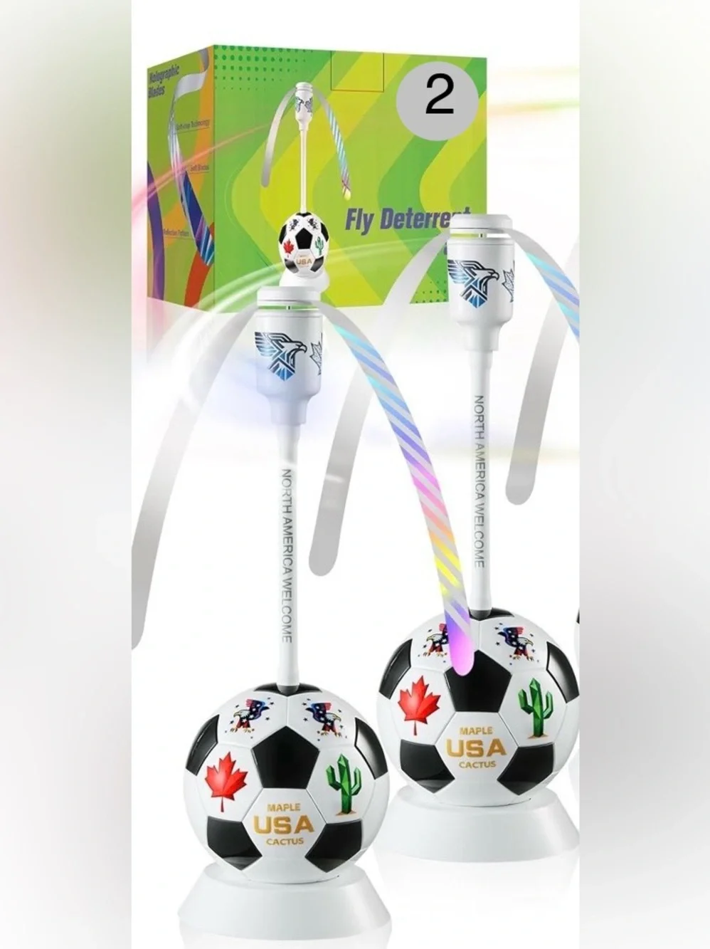 Table Top Fly Repellent Fan to Keep Flies Away from Food- Set of 2 Soccer Themed
